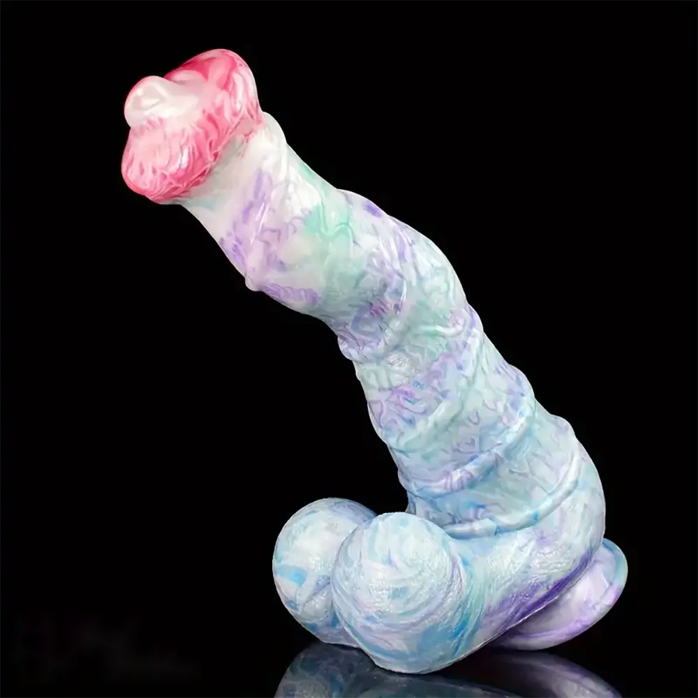 10.8in Liquid Silicone Soft Big Thick Fantasy Odd Dildo With Double Eggs