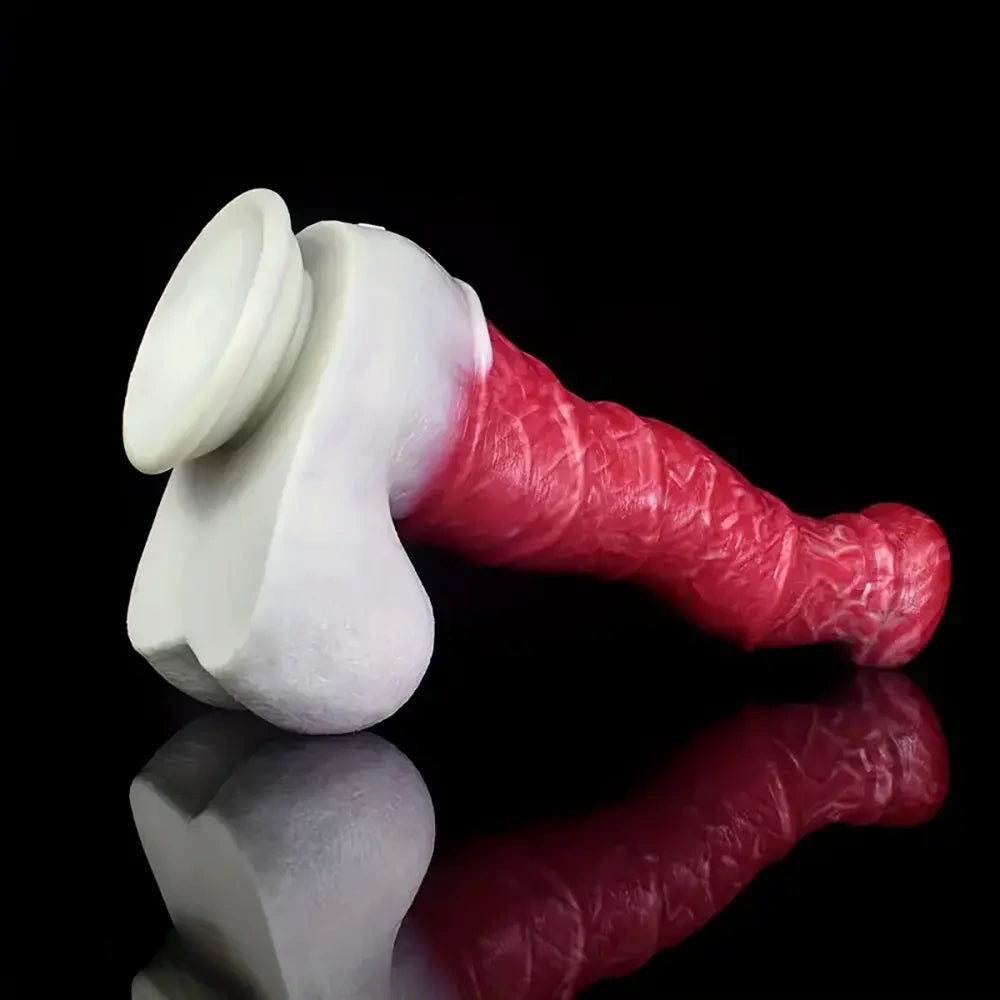10.8in Liquid Silicone Soft Big Thick Fantasy Odd Dildo With Double Eggs