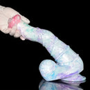 10.8in Liquid Silicone Soft Big Thick Fantasy Odd Dildo With Double Eggs