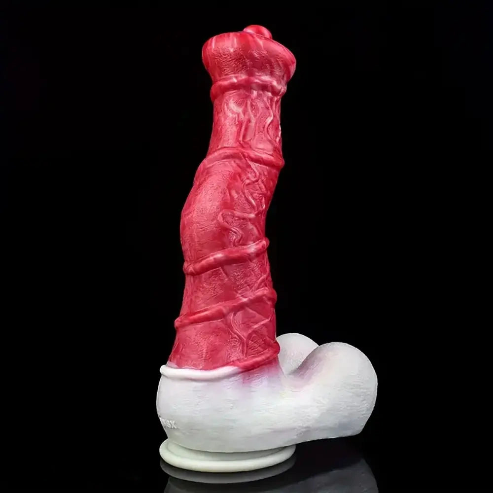 10.8in Liquid Silicone Soft Big Thick Fantasy Odd Dildo With Double Eggs