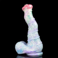 10.8in Liquid Silicone Soft Big Thick Fantasy Odd Dildo With Double Eggs