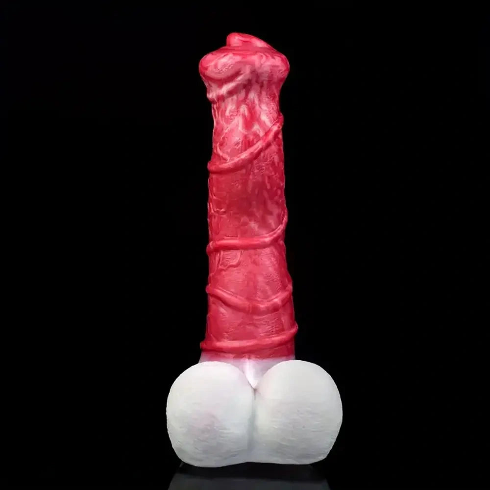 10.8in Liquid Silicone Soft Big Thick Fantasy Odd Dildo With Double Eggs