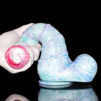 10.8in Liquid Silicone Soft Big Thick Fantasy Odd Dildo With Double Eggs