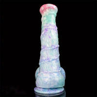 10.8in Liquid Silicone Soft Big Thick Fantasy Odd Dildo With Double Eggs