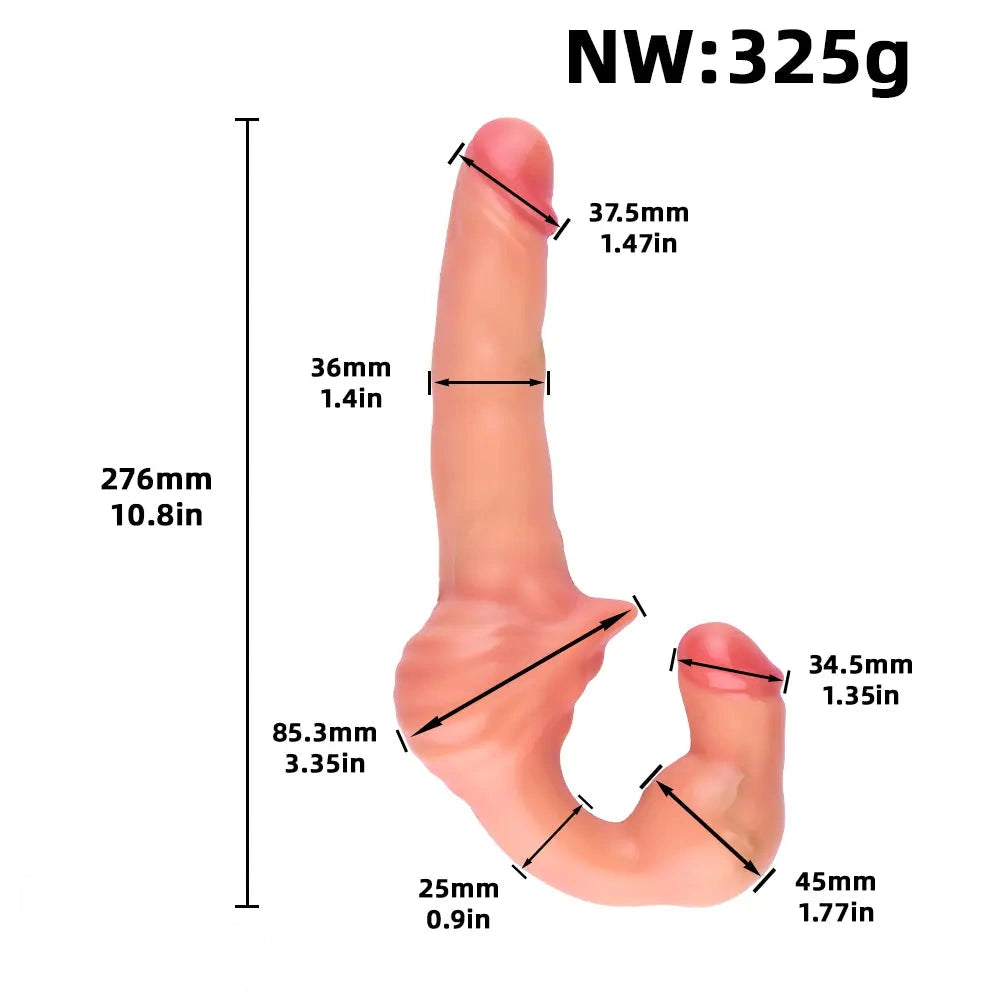 10.8in Strapless Silicone Large Soft Double Sided Strapon Dildo For Women