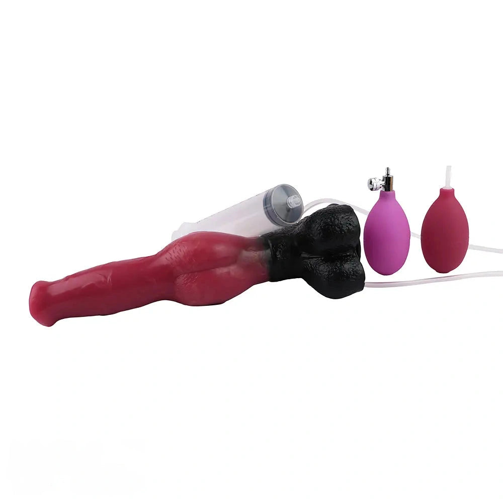 10.98in Dog Knot Ejaculating Inflatable Soft Silicone Dildo For Women