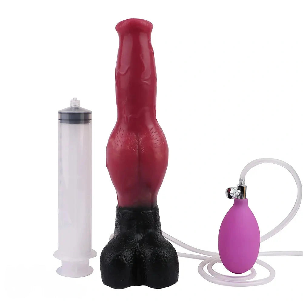 10.98in Dog Knot Ejaculating Inflatable Soft Silicone Dildo For Women