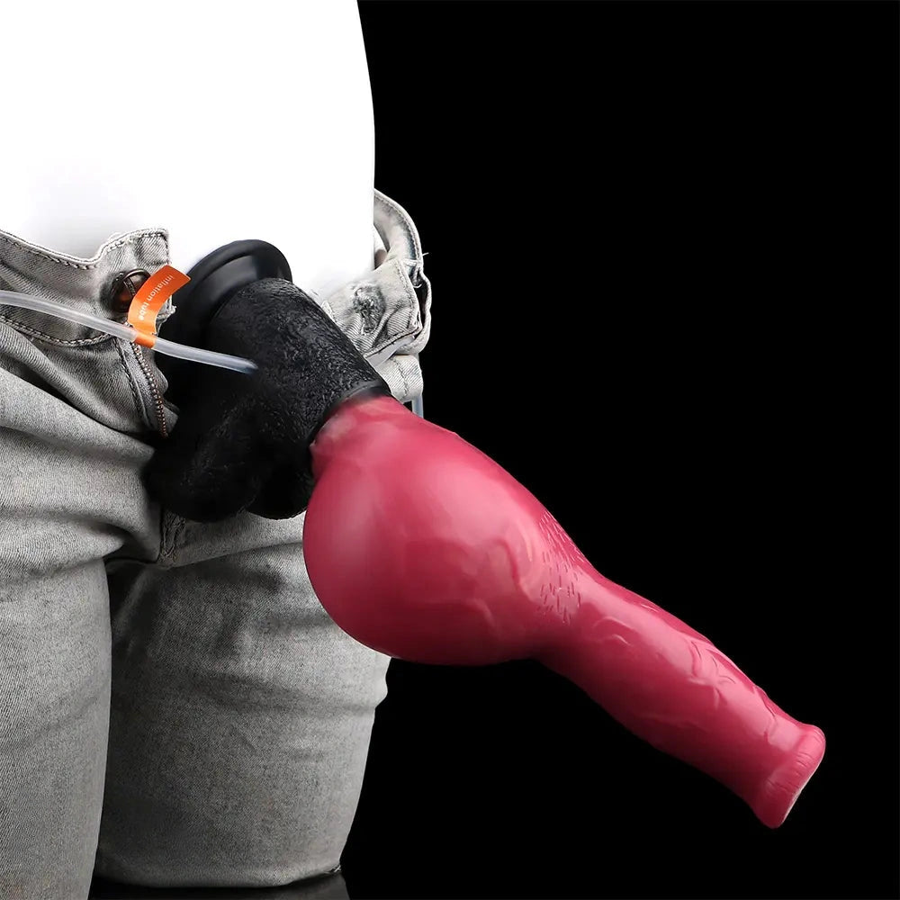 10.98in Dog Knot Ejaculating Inflatable Soft Silicone Dildo For Women
