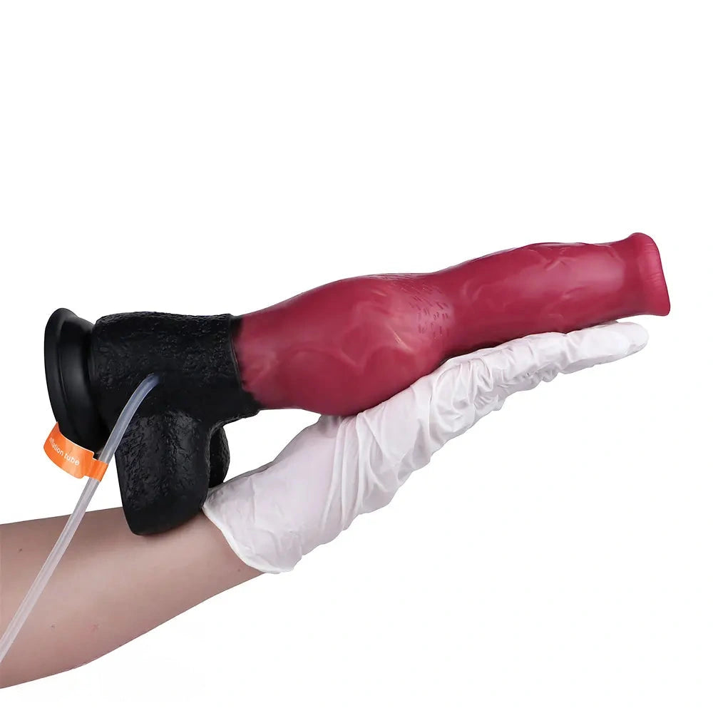 10.98in Dog Knot Ejaculating Inflatable Soft Silicone Dildo For Women