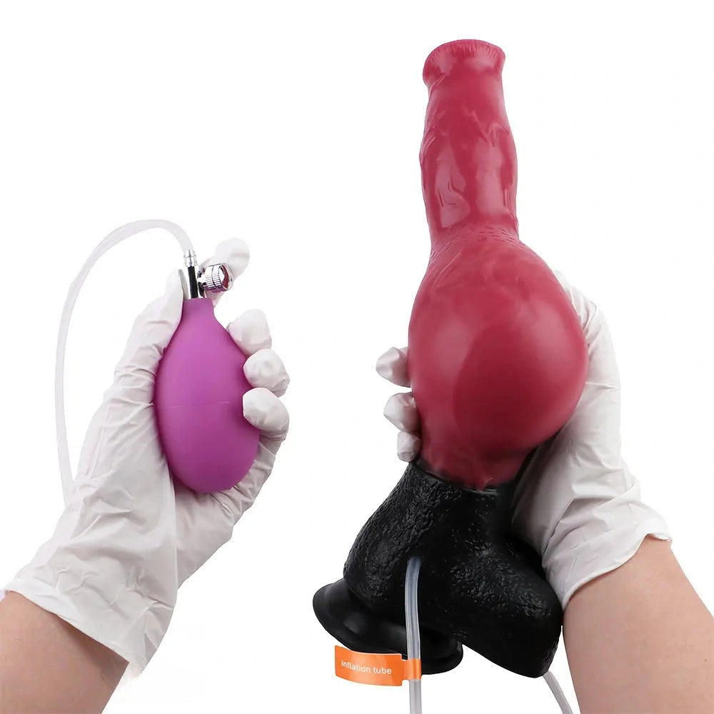 10.98in Dog Knot Ejaculating Inflatable Soft Silicone Dildo For Women