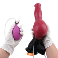 10.98in Dog Knot Ejaculating Inflatable Soft Silicone Dildo For Women