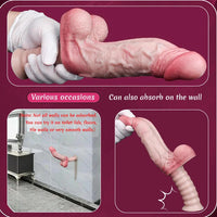 10.9in Real Feeling Double Layer Silicone Soft Handle Dildo For Expansion