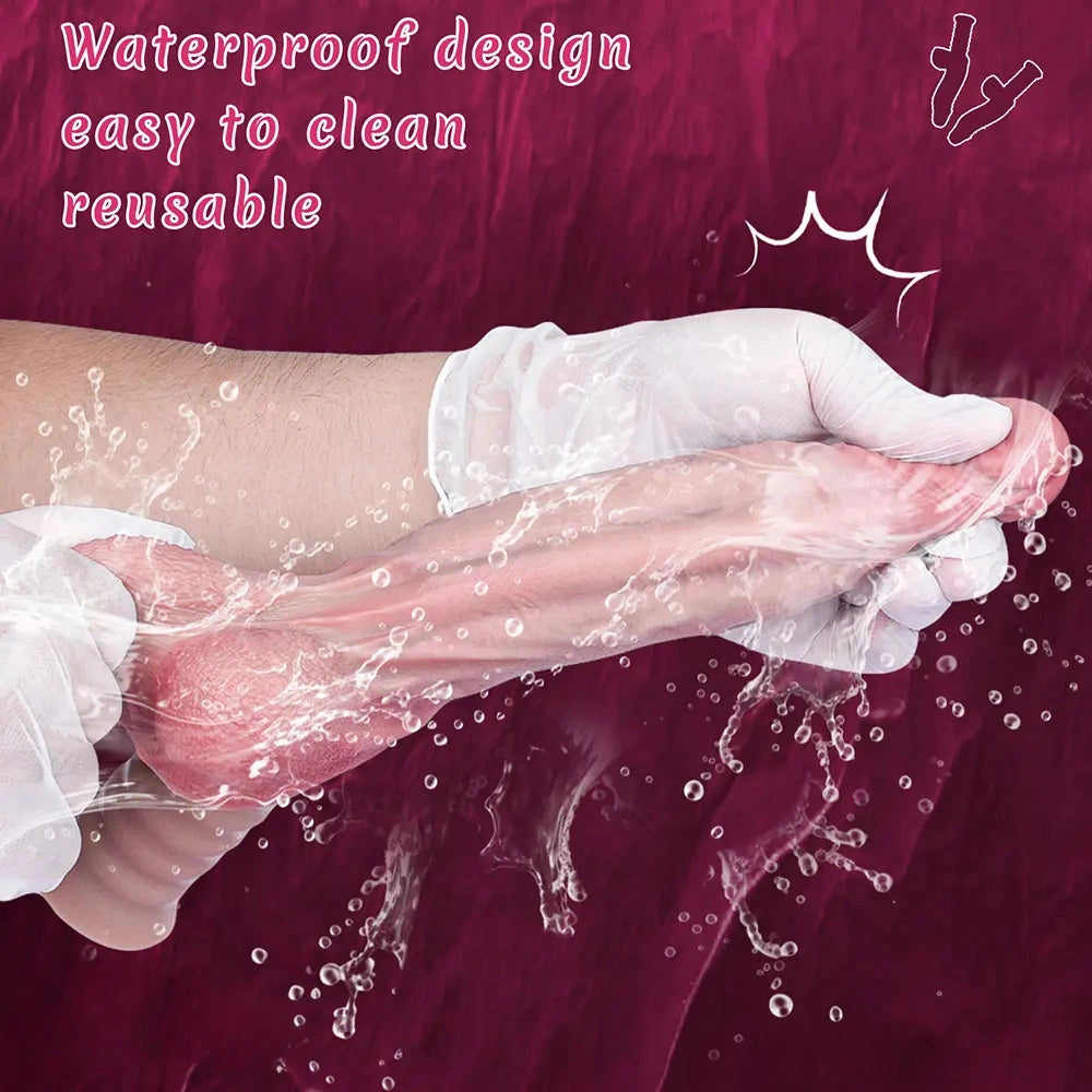 10.9in Real Feeling Double Layer Silicone Soft Handle Dildo For Expansion