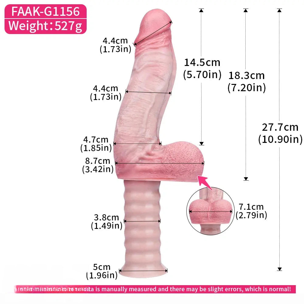 10.9in Real Feeling Double Layer Silicone Soft Handle Dildo For Expansion