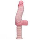 10.9in Real Feeling Double Layer Silicone Soft Handle Dildo For Expansion