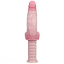 10.9in Real Feeling Double Layer Silicone Soft Handle Dildo For Expansion