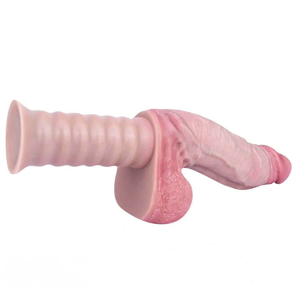 10.9in Real Feeling Double Layer Silicone Soft Handle Dildo For Expansion