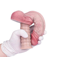 10.9in Real Feeling Double Layer Silicone Soft Handle Dildo For Expansion