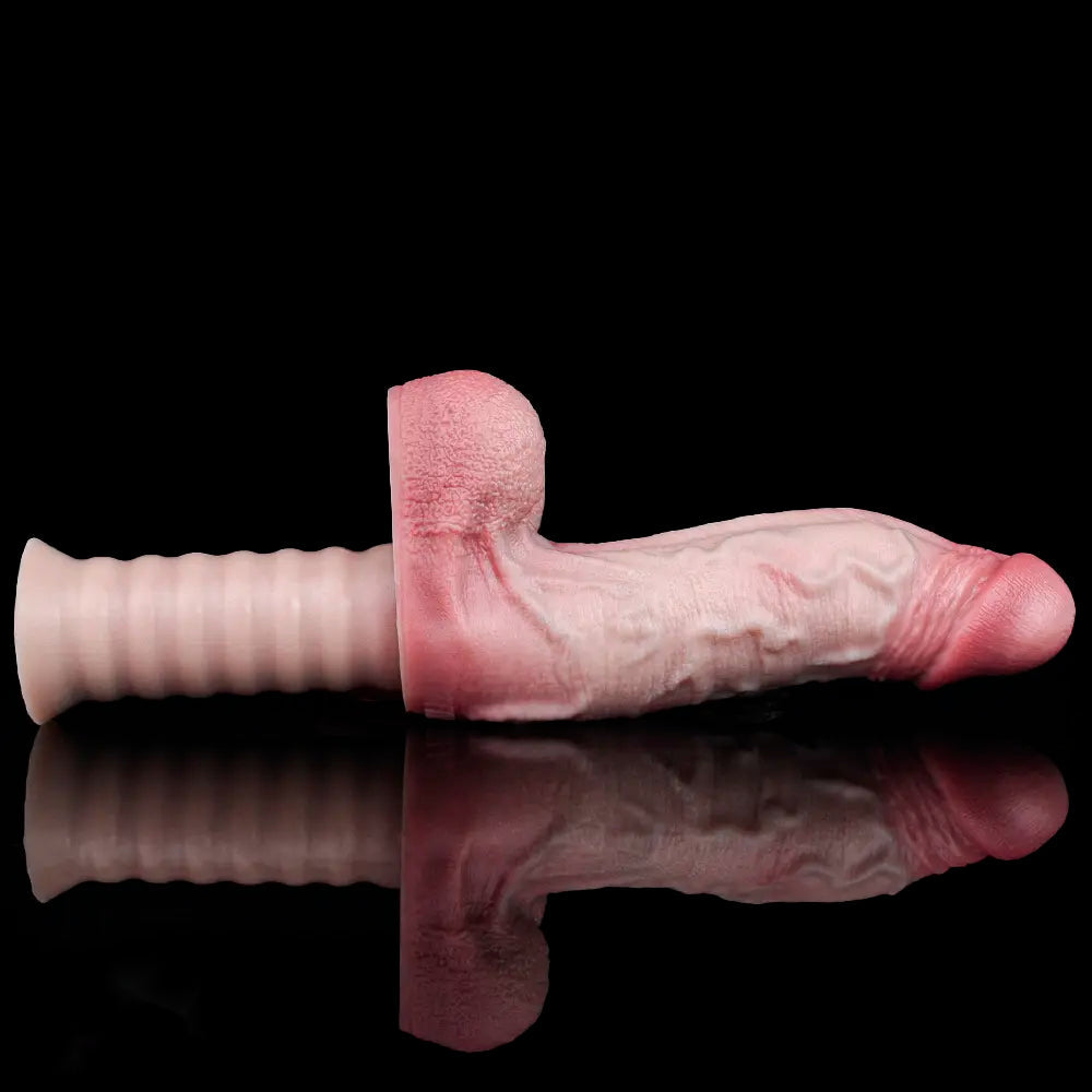 10.9in Real Feeling Double Layer Silicone Soft Handle Dildo For Expansion