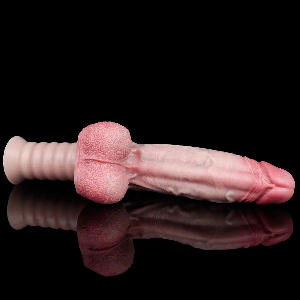 10.9in Real Feeling Double Layer Silicone Soft Handle Dildo For Expansion