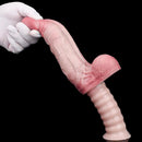 10.9in Real Feeling Double Layer Silicone Soft Handle Dildo For Expansion