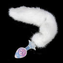 Woven Light Aurora Crystal Silicone Anal Plug with Sculpted Petal Base