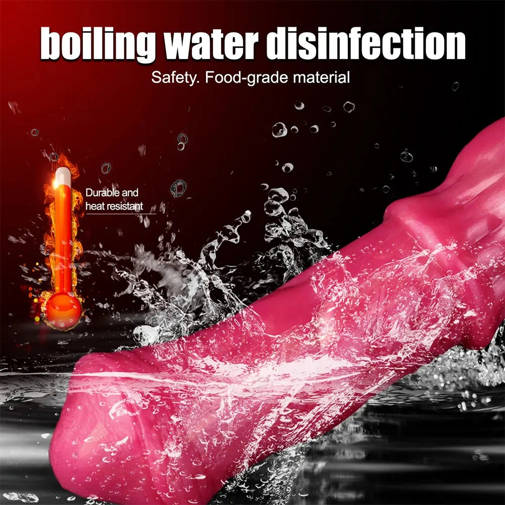 10in Horse Knot Silicone Soft Big Ejaculating Dildo G-Spot Stimulato Massager