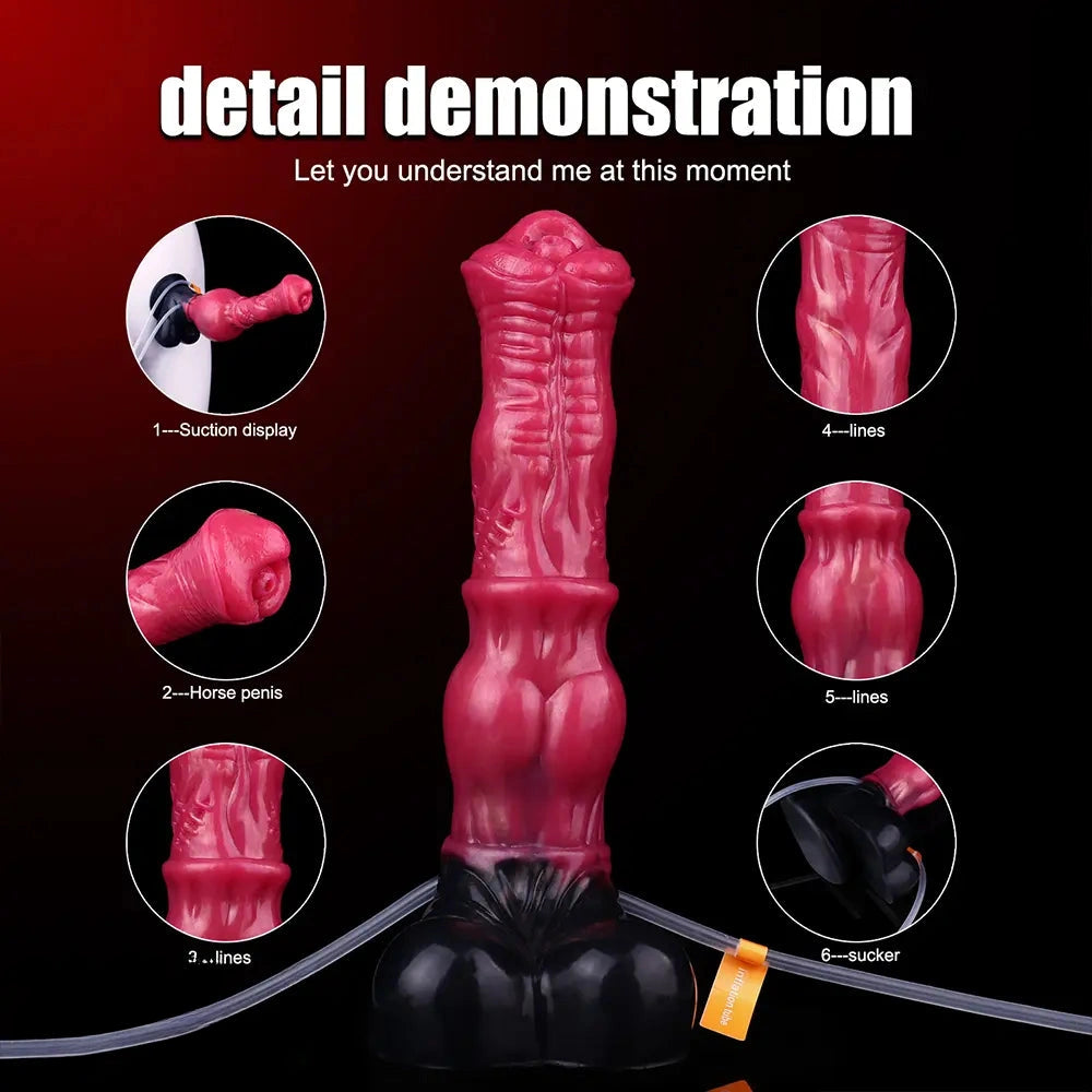 10in Horse Knot Silicone Soft Big Ejaculating Dildo G-Spot Stimulato Massager