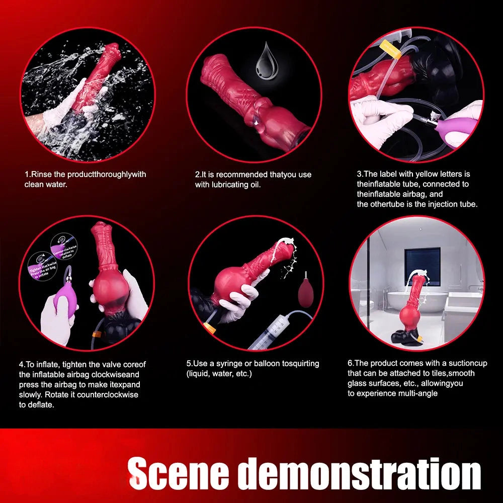10in Horse Knot Silicone Soft Big Ejaculating Dildo G-Spot Stimulato Massager