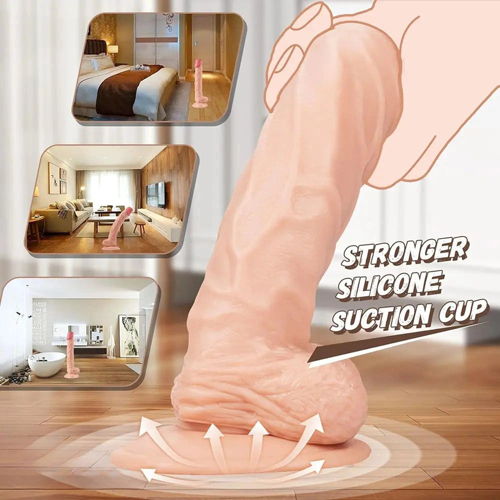 10in Huge Penis Soft Real Skin Big Suction Cup Dildo Women Anal Sex Toy