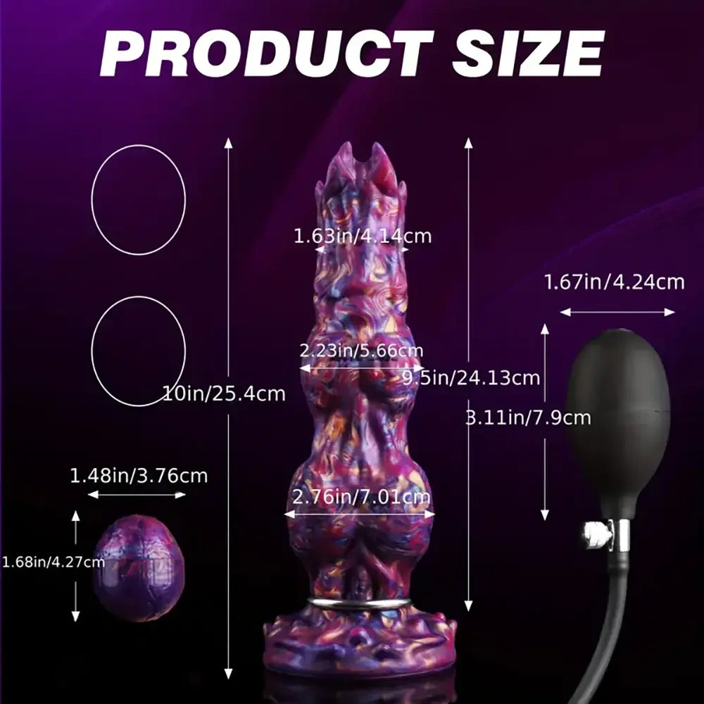 10in Monster Fantasy Ovipositor Inflatable Pump Knotted Animal Dildo