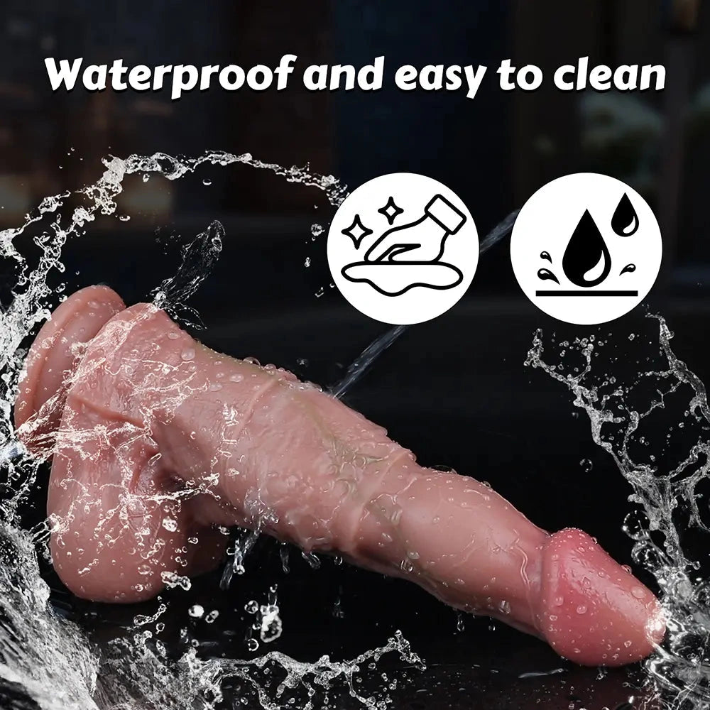 10in Real Soft Silicone Strap on Big Ejaculating Dildo Couples Sex Game Toy