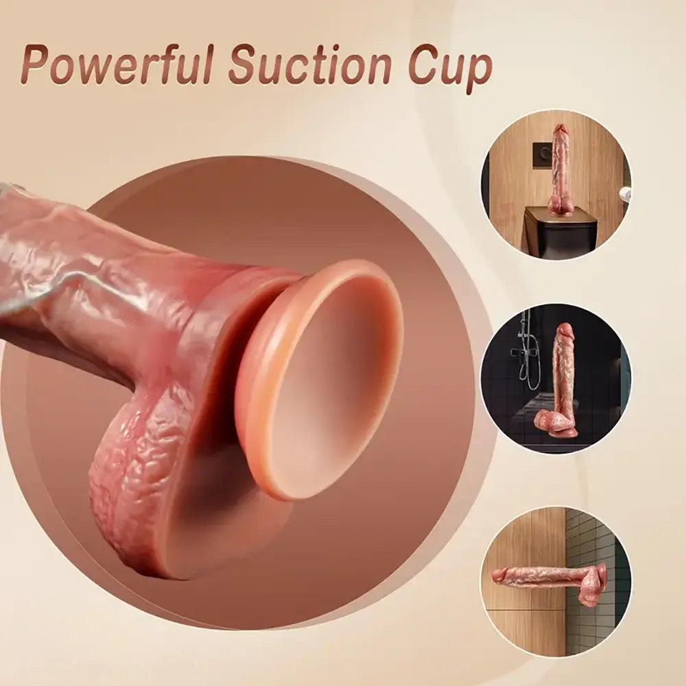 10in Realistic Soft Silicone Large Dildo with Suction Cup Blue Veins