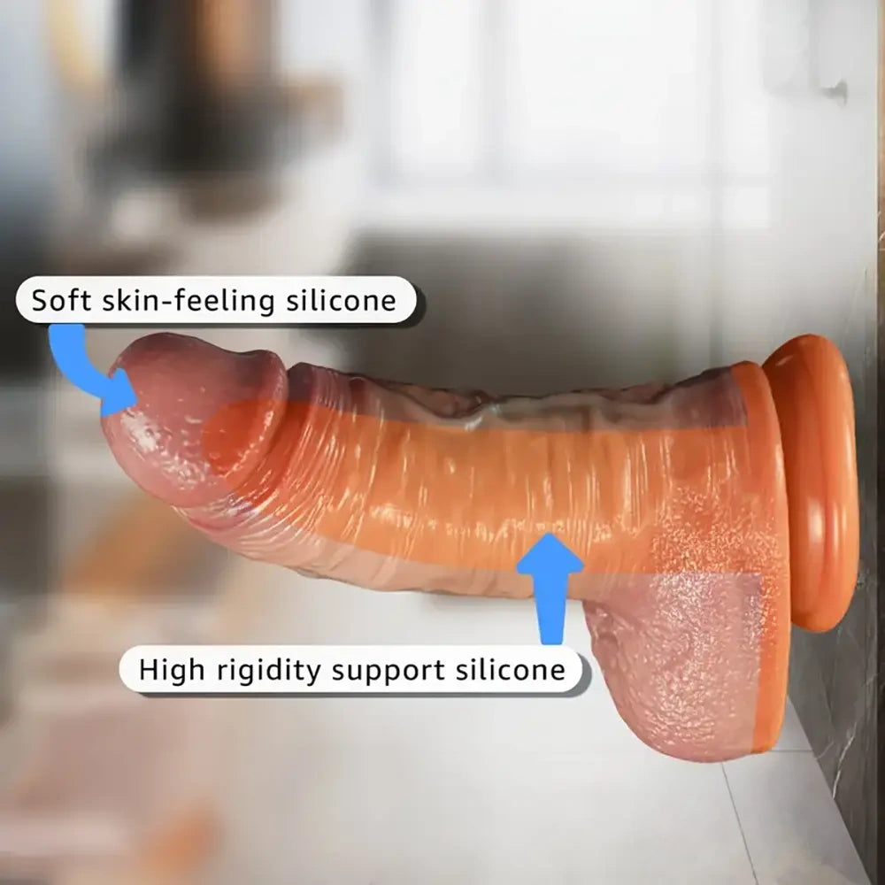 10in Thick Big Realistic Silicone Dual Density Dildo For Women Men