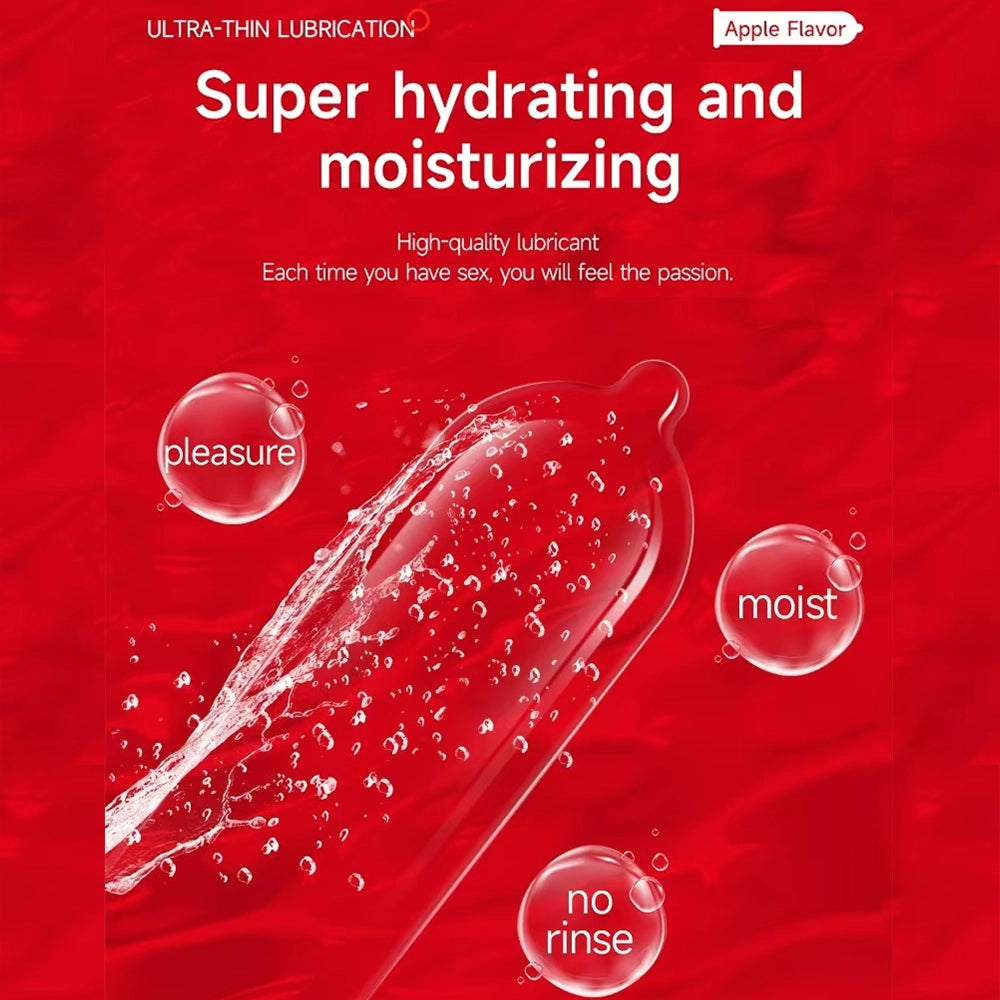 10PCS Ultra Thin Sweet Fruity Moist No Rinse Condom For Men
