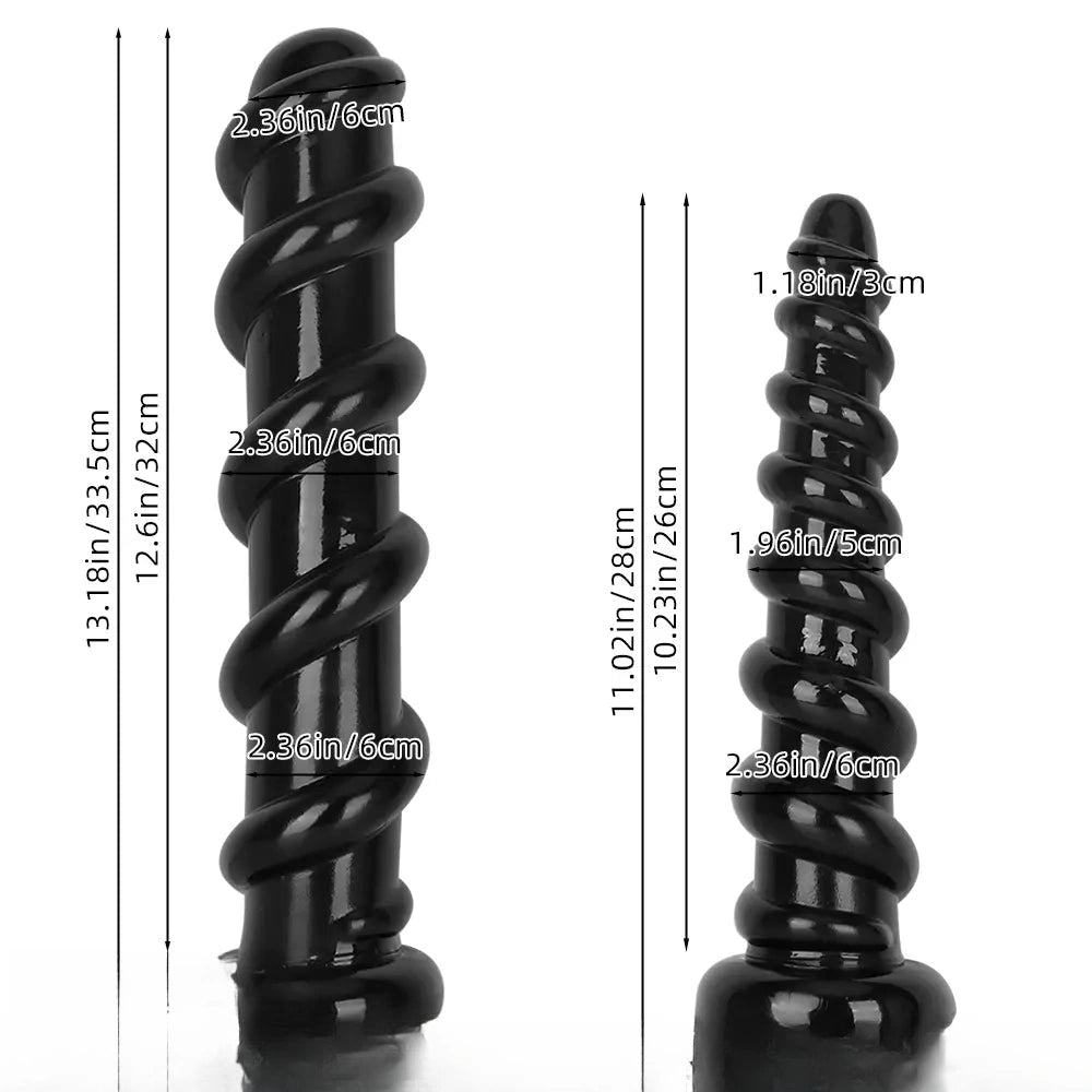 11.02in 13.18in Spiral PVC Big Anal Plug Dildo Adult Sex Toy For Couples
