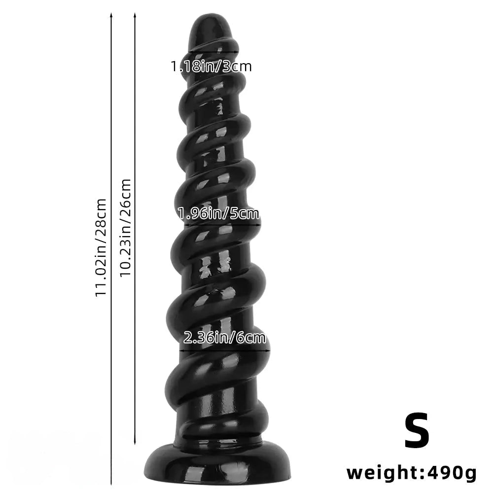 11.02in 13.18in Spiral PVC Big Anal Plug Dildo Adult Sex Toy For Couples
