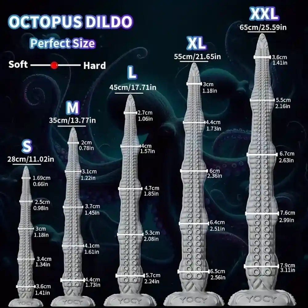 11.02in/13.77in/17.71in/21.65in/25.59in Big Long Octopus Tentacle Soft Dildo