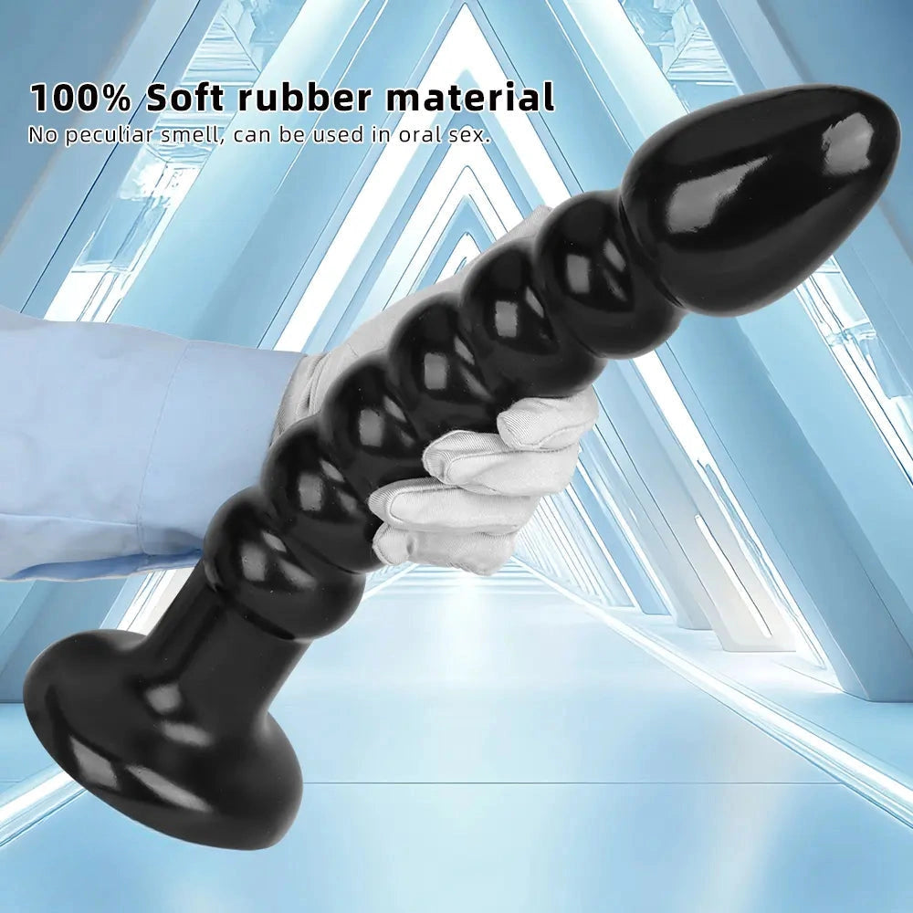 11.02in 14.56in Black Extra Long Large Thick Anal Bead Plug Dildo Toy