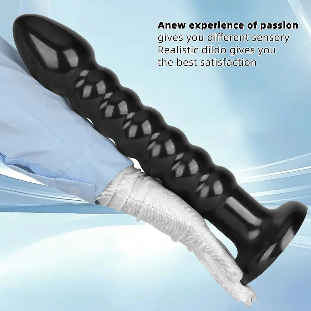 11.02in 14.56in Black Extra Long Large Thick Anal Bead Plug Dildo Toy