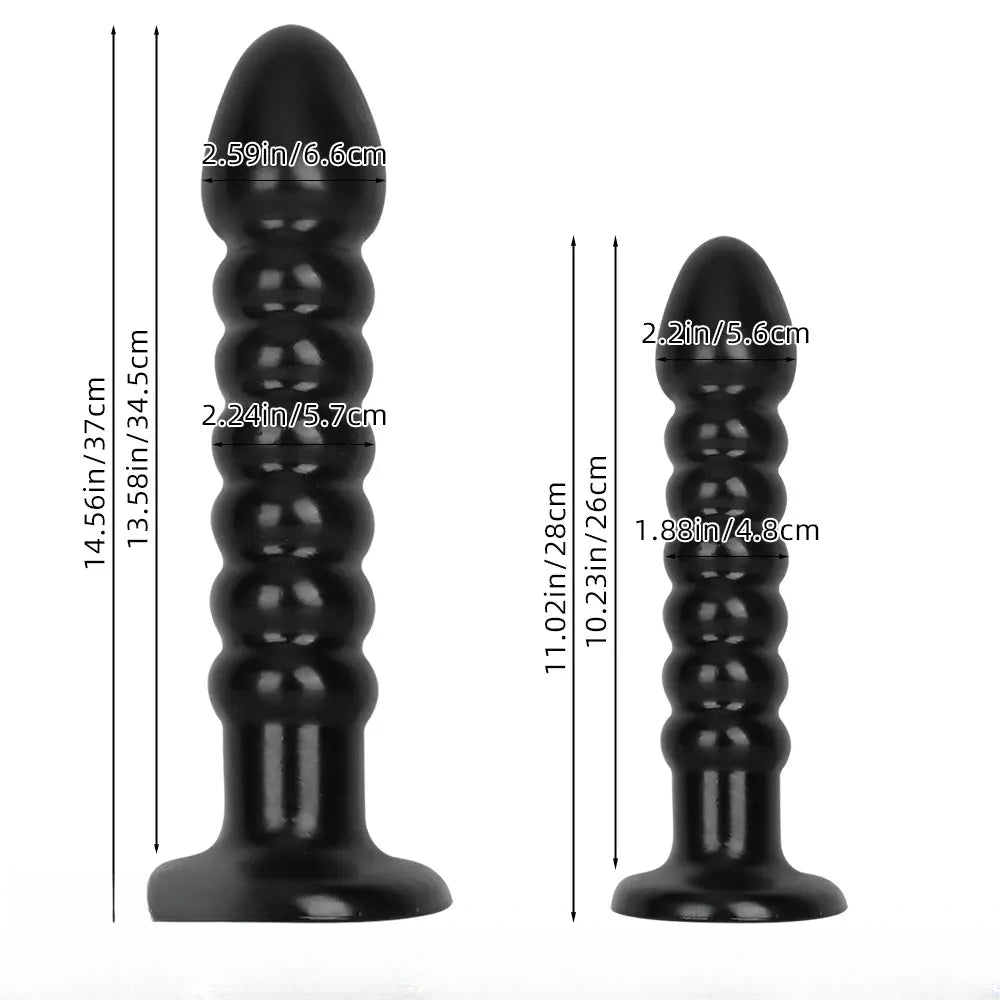 11.02in 14.56in Black Extra Long Large Thick Anal Bead Plug Dildo Toy