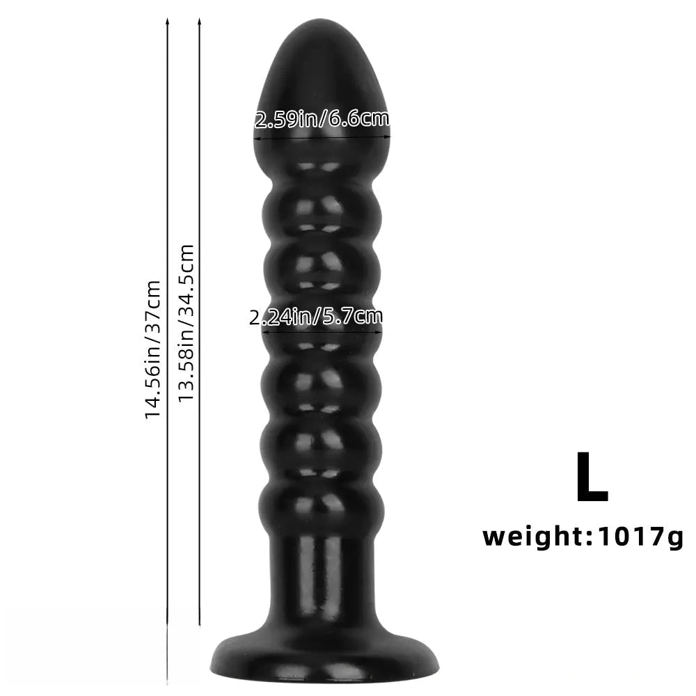 11.02in 14.56in Black Extra Long Large Thick Anal Bead Plug Dildo Toy