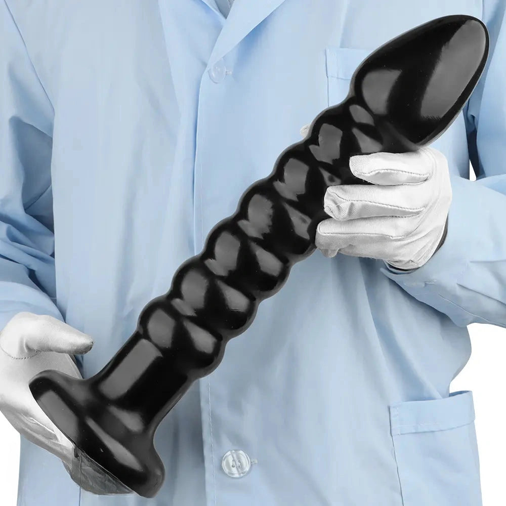 11.02in 14.56in Black Extra Long Large Thick Anal Bead Plug Dildo Toy