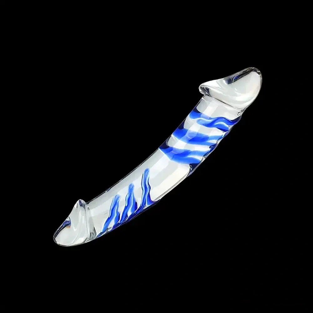 11.02in Clear Elegant Double Heads Glass Crystal Large Dildo For Sex