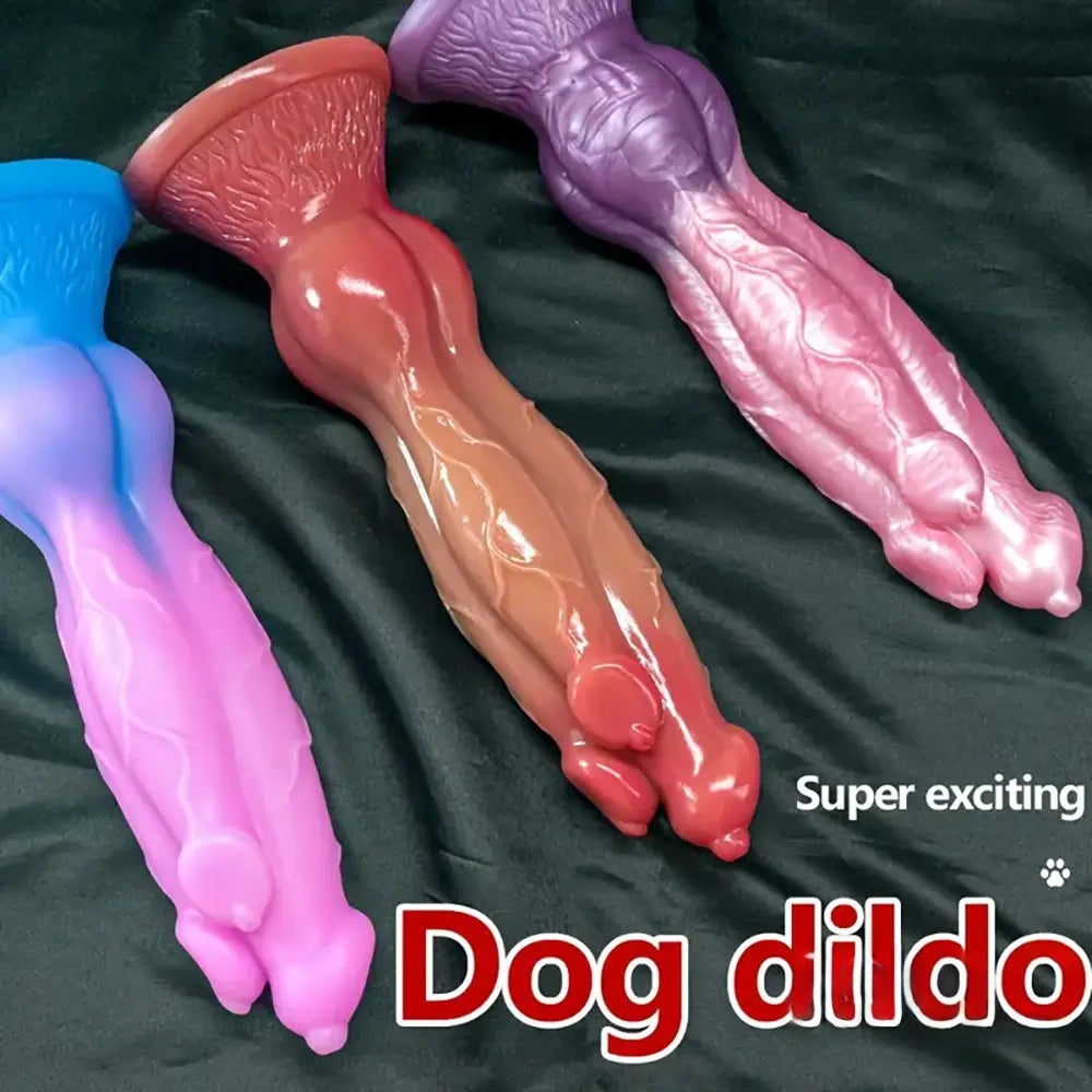 11.02in Colorful Silicone Flexible Fantasy Dog Dildo For BDSM Sex Play