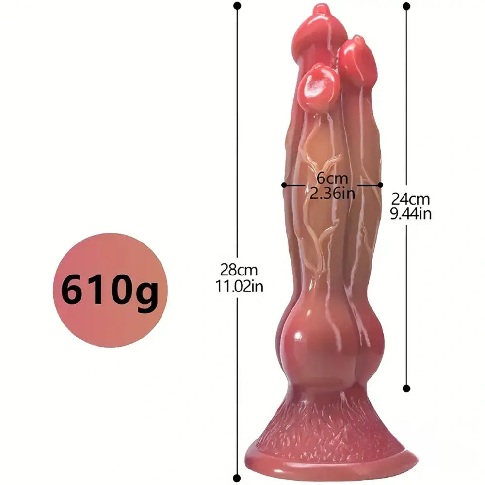 11.02in Colorful Silicone Flexible Fantasy Dog Dildo For BDSM Sex Play