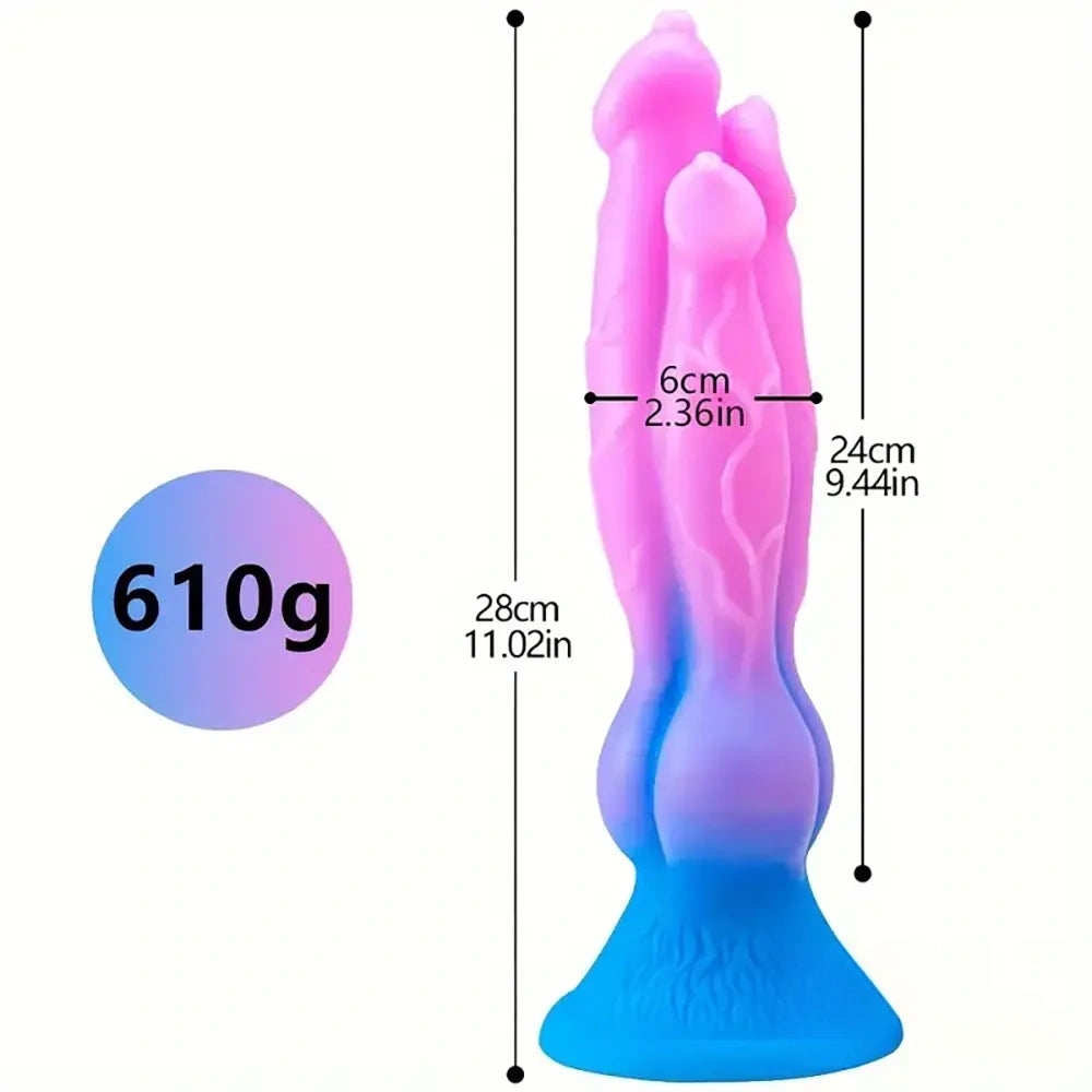 11.02in Colorful Silicone Flexible Fantasy Dog Dildo For BDSM Sex Play