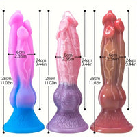 11.02in Colorful Silicone Flexible Fantasy Dog Dildo For BDSM Sex Play
