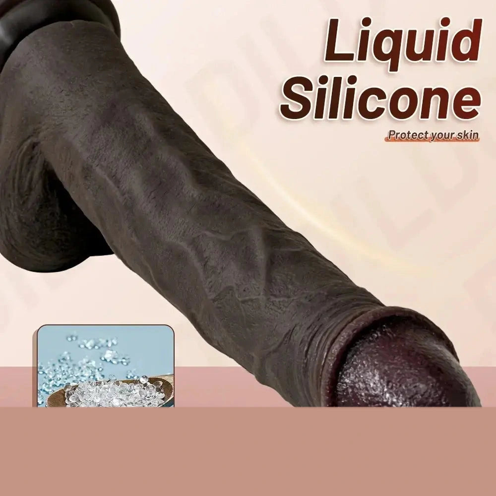 11.02in Ebony Wearable Realistic Silicone Thick Dildo For G Spot Vagina