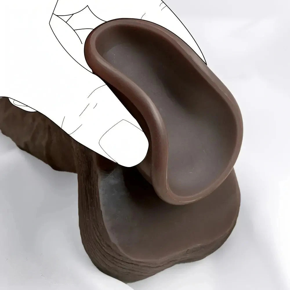 11.02in Ebony Wearable Realistic Silicone Thick Dildo For G Spot Vagina